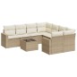 vidaXL Set de sofás de jardín 9 pzas con cojines ratán sintético beige vidaXL Set de sofás de jardín 9 pzas con cojines ratán sintético beige