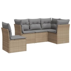 vidaXL Juego de sofás jardín con cojines 5 pzas ratán sintético beige