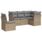 vidaXL Juego de sofás jardín con cojines 5 pzas ratán sintético beige vidaXL Juego de sofás jardín con cojines 5 pzas ratán sintético beige