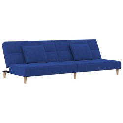 vidaXL Sofá cama de 2 plazas con dos almohadas tela azul