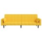 vidaXL Sofá cama de 2 plazas con dos almohadas tela color amarillo vidaXL Sofá cama de 2 plazas con dos almohadas tela color amarillo