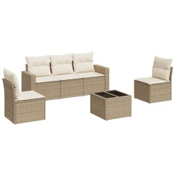 vidaXL Juego de sofás jardín con cojines 6 pzas ratán sintético beige