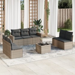 vidaXL Set de sofás de jardín 8 pzas y cojines ratán sintético gris
