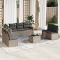 vidaXL Set de sofás de jardín 8 pzas y cojines ratán sintético gris vidaXL Set de sofás de jardín 8 pzas y cojines ratán sintético gris