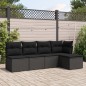 vidaXL Set de muebles de jardín 5 pzas y cojines ratán sintético negro vidaXL Set de muebles de jardín 5 pzas y cojines ratán sintético negro