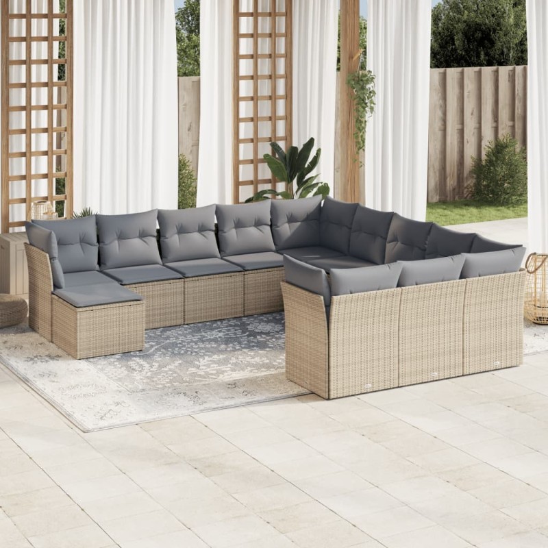 vidaXL Set de sofás de jardín 12 pzas y cojines ratán sintético marrón vidaXL Set de sofás de jardín 12 pzas y cojines ratán sintético marrón