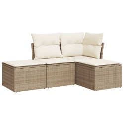 vidaXL Juego de sofás jardín con cojines 4 pzas ratán sintético beige