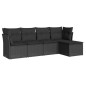 vidaXL Set de muebles de jardín 5 pzas y cojines ratán sintético negro