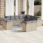 vidaXL Set sofás de jardín con cojines 13 pzas ratán sintético beige vidaXL Set sofás de jardín con cojines 13 pzas ratán sintético beige