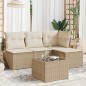 vidaXL Juego de sofás jardín con cojines 5 pzas ratán sintético beige vidaXL Juego de sofás jardín con cojines 5 pzas ratán sintético beige