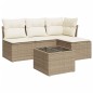 vidaXL Juego de sofás jardín con cojines 5 pzas ratán sintético beige vidaXL Juego de sofás jardín con cojines 5 pzas ratán sintético beige