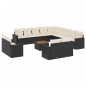 vidaXL Set sofás de jardín 14 pzas con cojines ratán sintético negro vidaXL Set sofás de jardín 14 pzas con cojines ratán sintético negro