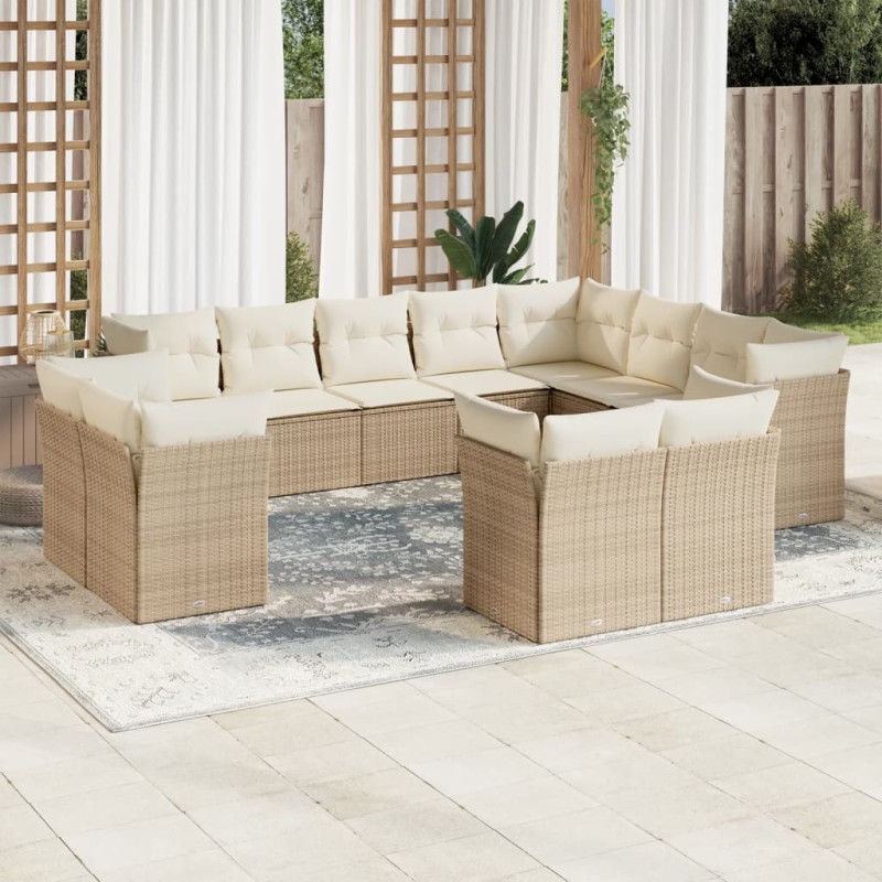 vidaXL Set de sofás de jardín 12 pzas y cojines ratán sintético marrón vidaXL Set de sofás de jardín 12 pzas y cojines ratán sintético marrón