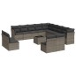 vidaXL Set de sofás de jardín 14 pzas con cojines ratán sintético gris vidaXL Set de sofás de jardín 14 pzas con cojines ratán sintético gris