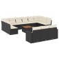 vidaXL Set sofás de jardín 14 pzas con cojines ratán sintético negro vidaXL Set sofás de jardín 14 pzas con cojines ratán sintético negro