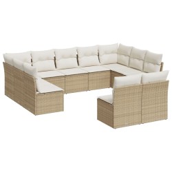 vidaXL Set de sofás de jardín 11pzas con cojines ratán sintético beige