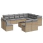 vidaXL Set sofás de jardín con cojines 13 pzas ratán sintético beige vidaXL Set sofás de jardín con cojines 13 pzas ratán sintético beige