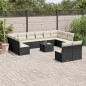 vidaXL Set de sofás de jardín y cojines 13 pzas ratán sintético negro vidaXL Set de sofás de jardín y cojines 13 pzas ratán sintético negro
