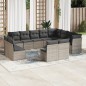 vidaXL Set de sofás de jardín 12 pzas con cojines ratán sintético gris vidaXL Set de sofás de jardín 12 pzas con cojines ratán sintético gris