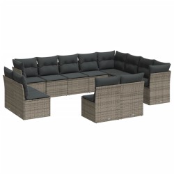 vidaXL Set de sofás de jardín 12 pzas con cojines ratán sintético gris