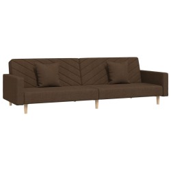 vidaXL Sofá cama de 2 plazas con dos almohadas tela marrón