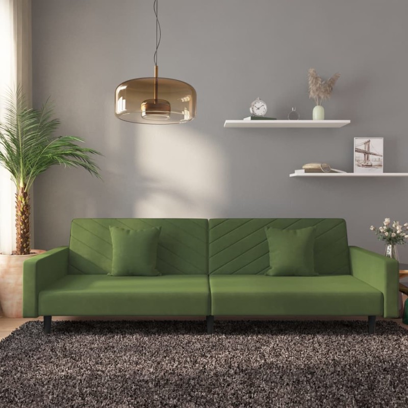 vidaXL Sofá cama de 2 plazas con dos almohadas terciopelo verde oscuro vidaXL Sofá cama de 2 plazas con dos almohadas terciopelo verde oscuro