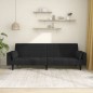 vidaXL Sofá cama de 2 plazas con dos almohadas terciopelo negro