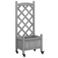 vidaXL Jardinera con enrejado y ruedas madera maciza de abeto gris vidaXL Jardinera con enrejado y ruedas madera maciza de abeto gris