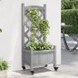 vidaXL Jardinera con enrejado y ruedas madera maciza de abeto gris vidaXL Jardinera con enrejado y ruedas madera maciza de abeto gris