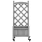 vidaXL Jardinera con enrejado y ruedas madera maciza de abeto gris vidaXL Jardinera con enrejado y ruedas madera maciza de abeto gris