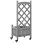 vidaXL Jardinera con enrejado y ruedas madera maciza de abeto gris vidaXL Jardinera con enrejado y ruedas madera maciza de abeto gris