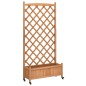 vidaXL Jardinera con enrejado y ruedas madera maciza de abeto marrón vidaXL Jardinera con enrejado y ruedas madera maciza de abeto marrón