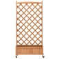 vidaXL Jardinera con enrejado y ruedas madera maciza de abeto marrón vidaXL Jardinera con enrejado y ruedas madera maciza de abeto marrón