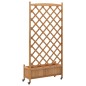 vidaXL Jardinera con enrejado y ruedas madera maciza de abeto marrón vidaXL Jardinera con enrejado y ruedas madera maciza de abeto marrón