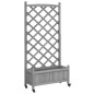 vidaXL Jardinera con enrejado y ruedas madera maciza de abeto gris vidaXL Jardinera con enrejado y ruedas madera maciza de abeto gris