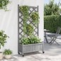 vidaXL Jardinera con enrejado y ruedas madera maciza de abeto gris vidaXL Jardinera con enrejado y ruedas madera maciza de abeto gris