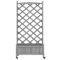 vidaXL Jardinera con enrejado y ruedas madera maciza de abeto gris vidaXL Jardinera con enrejado y ruedas madera maciza de abeto gris
