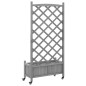 vidaXL Jardinera con enrejado y ruedas madera maciza de abeto gris vidaXL Jardinera con enrejado y ruedas madera maciza de abeto gris