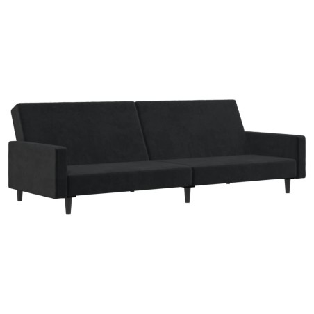 vidaXL Sofá cama de 2 plazas terciopelo negro