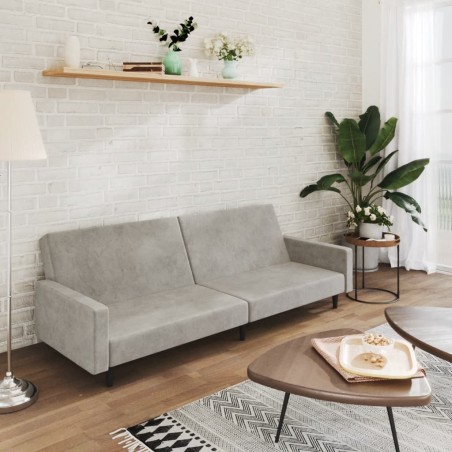 vidaXL Sofá cama de 2 plazas terciopelo gris claro