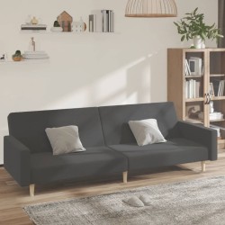 vidaXL Sofá cama de 2 plazas tela gris oscuro