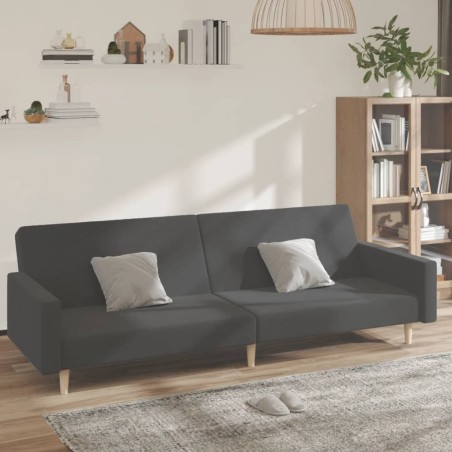 vidaXL Sofá cama de 2 plazas tela gris oscuro