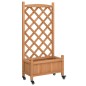 vidaXL Jardinera con enrejado y ruedas madera maciza de abeto marrón vidaXL Jardinera con enrejado y ruedas madera maciza de abeto marrón