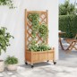 vidaXL Jardinera con enrejado y ruedas madera maciza de abeto marrón vidaXL Jardinera con enrejado y ruedas madera maciza de abeto marrón