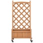 vidaXL Jardinera con enrejado y ruedas madera maciza de abeto marrón vidaXL Jardinera con enrejado y ruedas madera maciza de abeto marrón