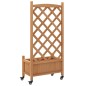 vidaXL Jardinera con enrejado y ruedas madera maciza de abeto marrón vidaXL Jardinera con enrejado y ruedas madera maciza de abeto marrón