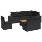 vidaXL Set de sofás de jardín 8 piezas y cojines ratán sintético negro vidaXL Set de sofás de jardín 8 piezas y cojines ratán sintético negro