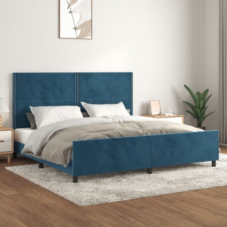 vidaXL Estructura cama con cabecero terciopelo azul oscuro 200x200 cm