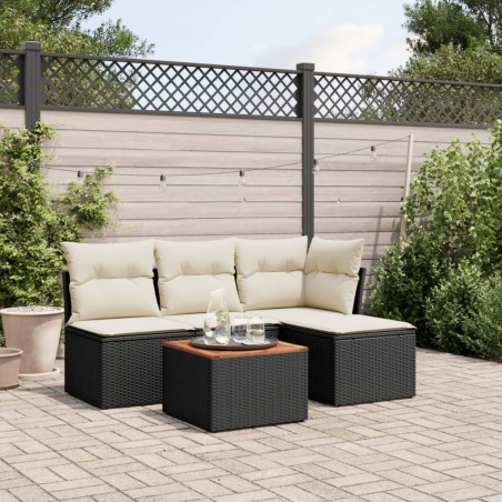 vidaXL Set de muebles de jardín 5 pzas y cojines ratán sintético negro