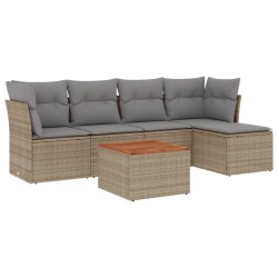 vidaXL Juego de sofás jardín con cojines 6 pzas ratán sintético beige